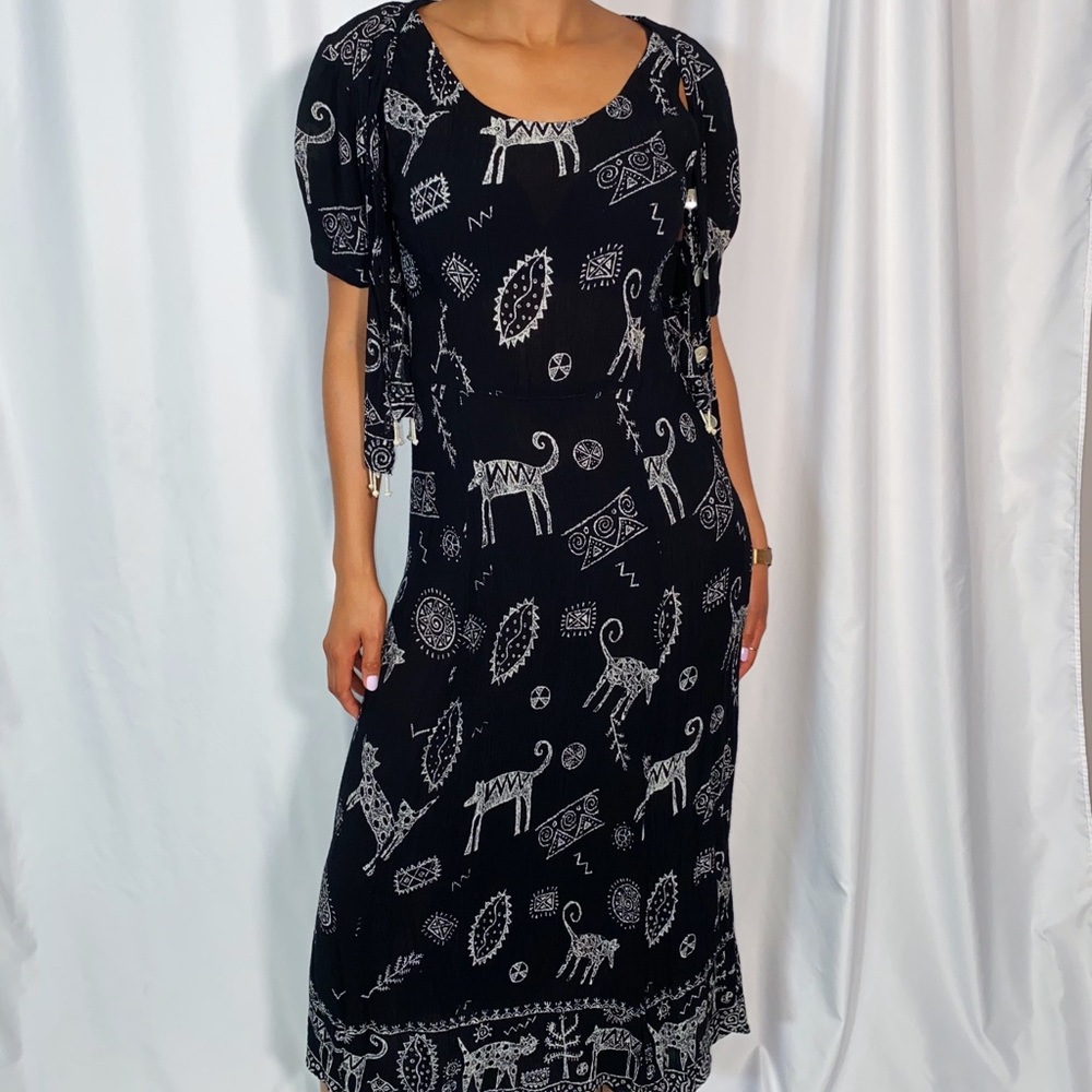 Vintage BILA Black & White Maxi Dress (sz medium)